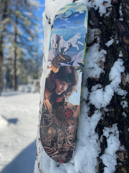 Frosty Freestyle – Original Collage on Skateboard by Rich Hudson